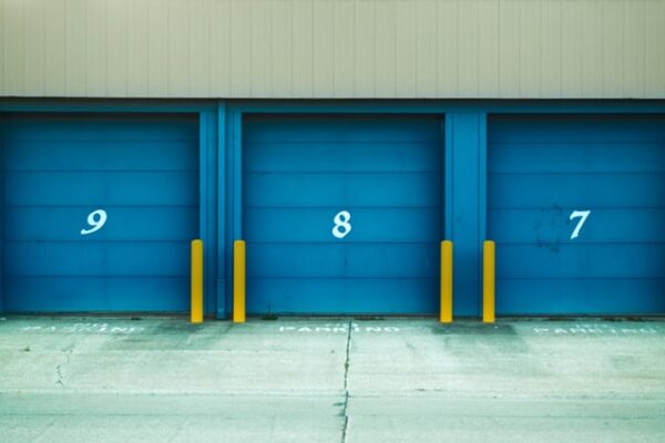 3 blue garage gates
