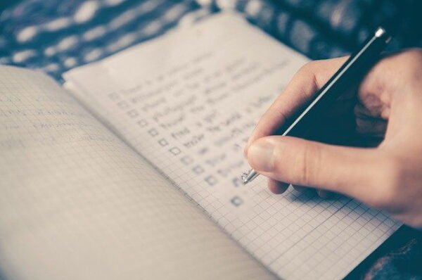 checklist in a notebook