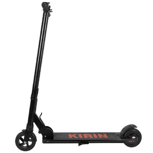 side view of a black Kugoo Kirin S2 Mini electric scooter with orange logo on deck