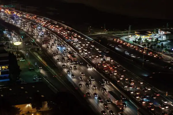 traffic jam at night