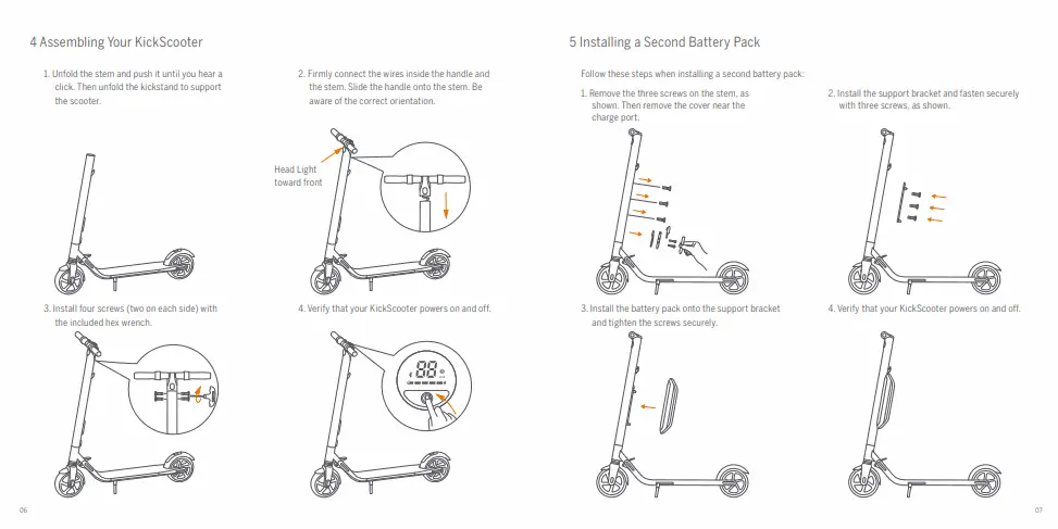 Segway Ninebot ES2 Manual page showing extra battery instructions