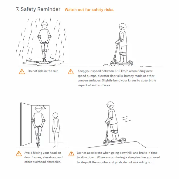 Xiaomi M365 Pro User Manual Page against riding in the rain