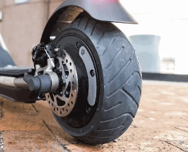 rear pneumatic wheel of an electric scooter