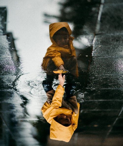 kid dressed for rain