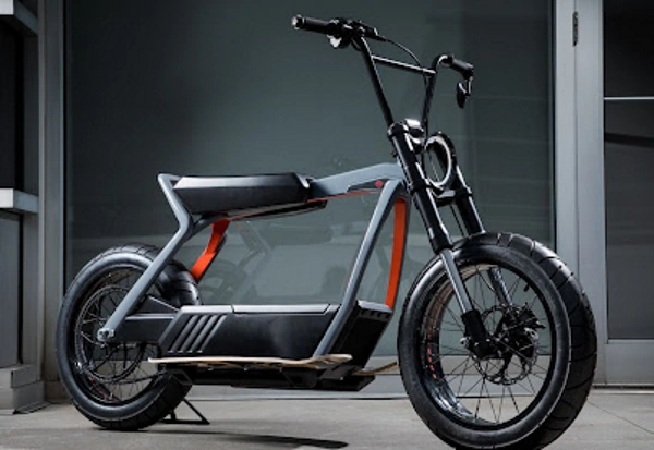 A closeup of a cool looking electric bike