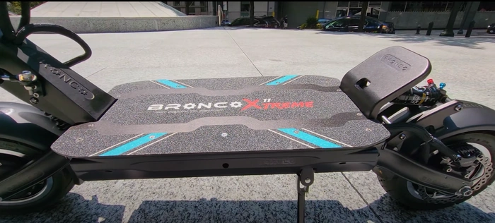 A closeup of the front and rear kick plate of the Bronco Xtreme