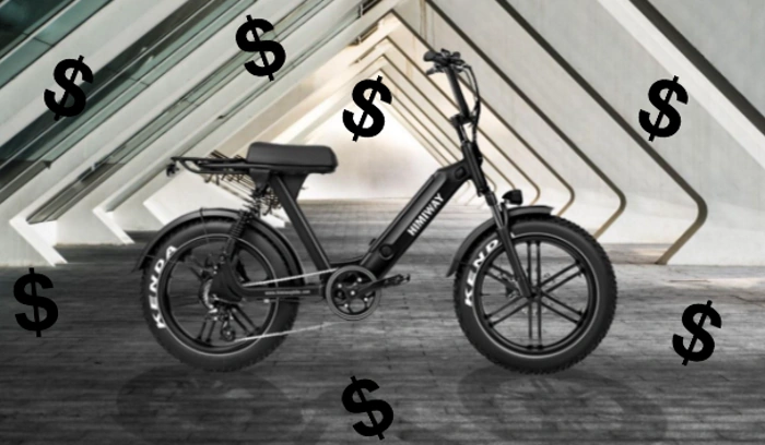 A himiway electric bike surrounded by dollar signs