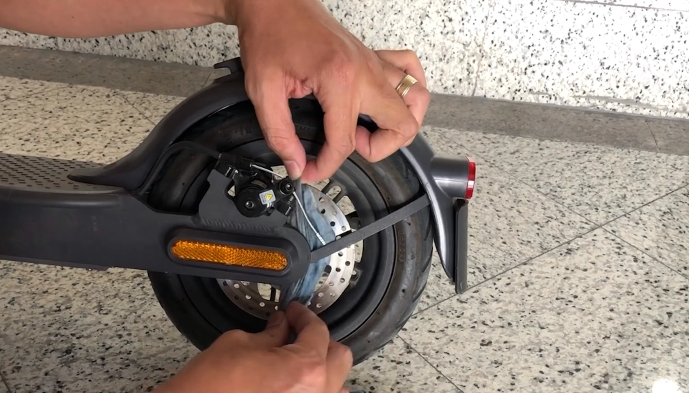 cleaning wheels on electric scooter