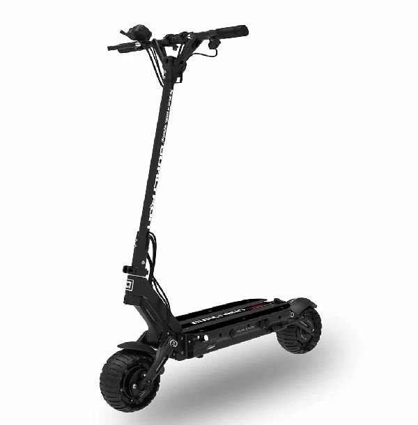 front diagonal view of a black Dualtron Compact electric scooter on a white background
