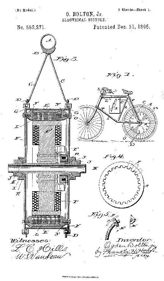 page from the patent of an electric bicycle