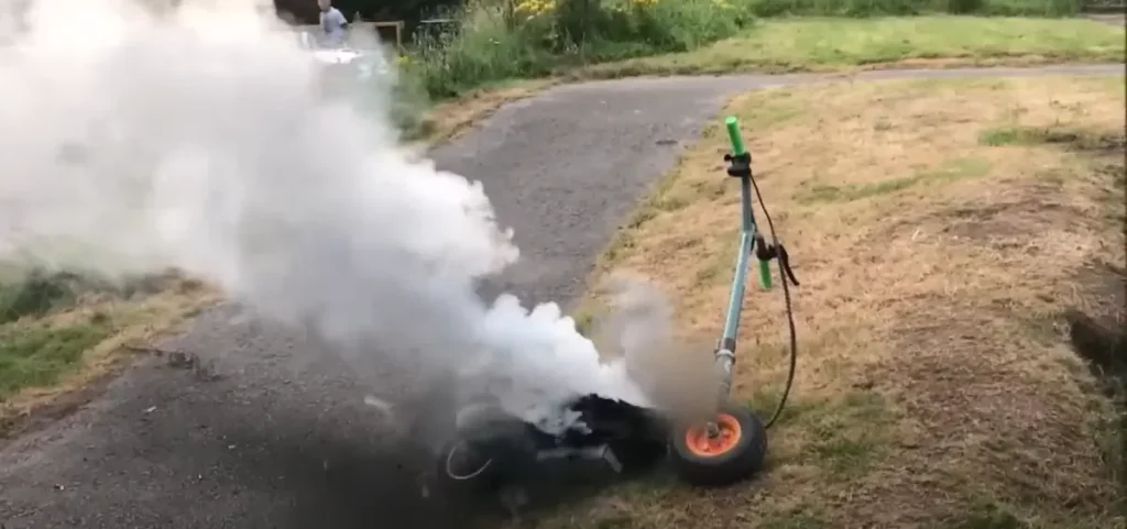 electric scooter battery on fire
