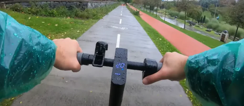electric scooter on rain