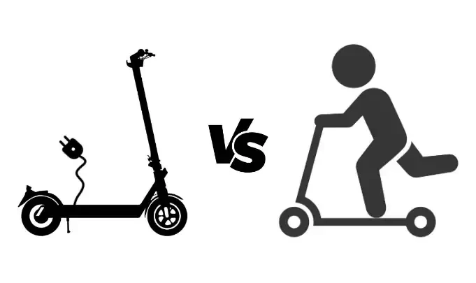 electric scooter vs kick scooter illustration