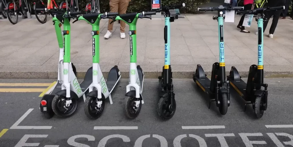electric scooters in cities left for driving