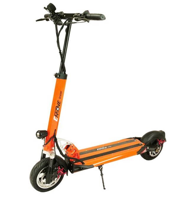 diagonal view of an orange EMove Cruiser