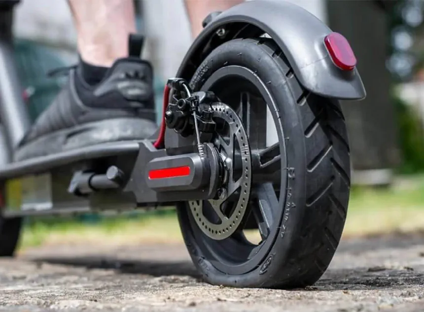 flat rear tire on an electric scooter