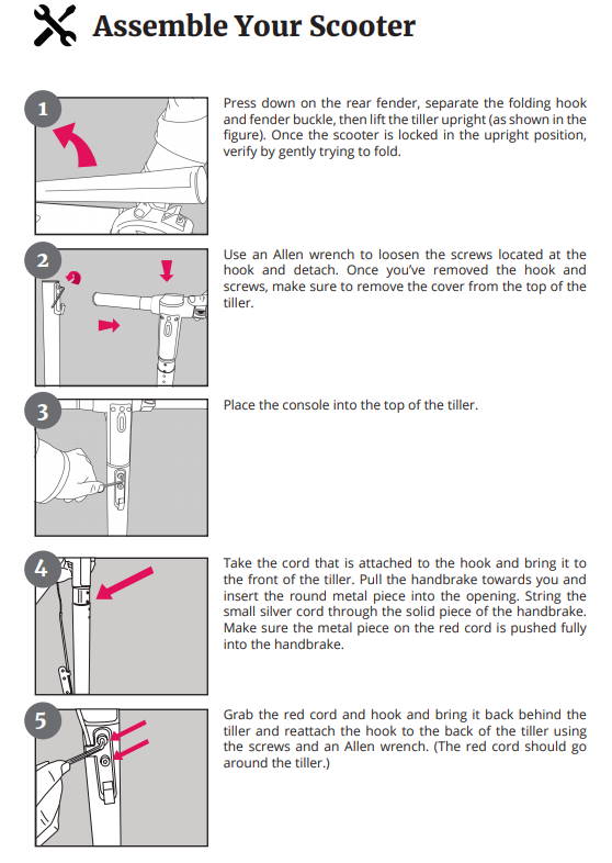 page from the GoTrax XR Ultra manual showing how to assemble the scooter