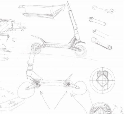 design sketches for the Inokim OXO electric scooter