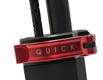 red latch that says QUICK on the Inokim Quick 3 Super electric scooter