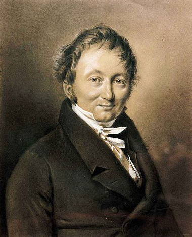 portrait of Karl Drais, the inventor of the first velosipede