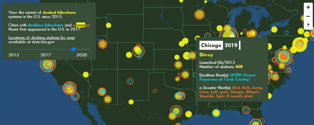 electric scooter sharing systems map