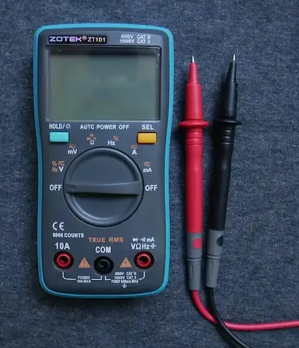 multimeter with two cables