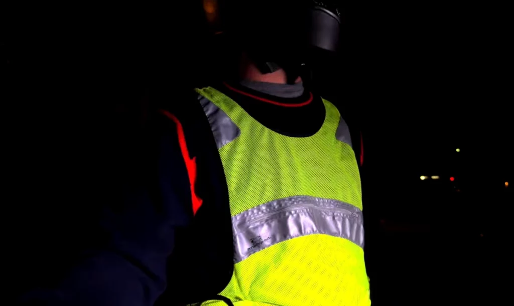 guy wearing reflective vest.