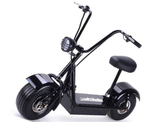 side view of a black Say Yeah fat tire electric scooter