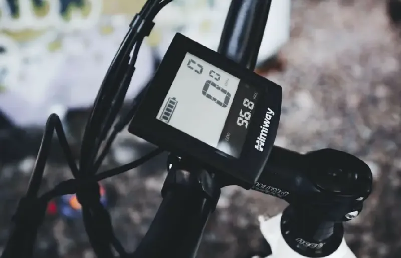 top-down view of an electric bike digital screen